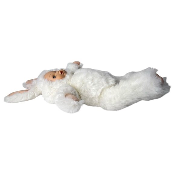 Vintage Green Trading Co Rubber Baby Face Bunny Rabbit Plush Doll Jointed 17 IN - Picture 4 of 6